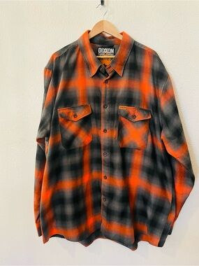 DIXXON Salem 13 Orange Red and Black Plaid Button-Up Flannel Shirt Size 3X